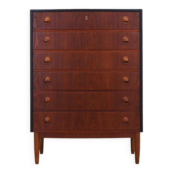 Commode en teck, design danois, années 1960, designer : Kai Kristiansen, fabricant : Feldballes Møb