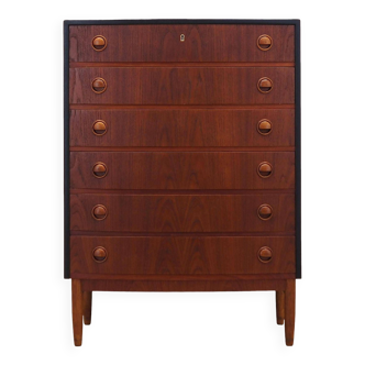 Teak chest of drawers, Danish design, 1960s, designer: Kai Kristiansen, manufacturer: Feldballes Møb