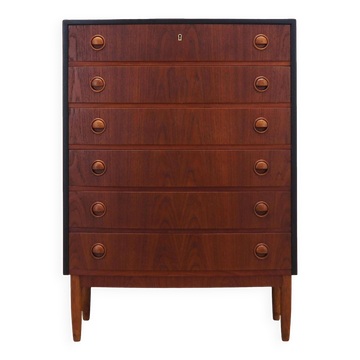 Teak chest of drawers, Danish design, 1960s, designer: Kai Kristiansen, manufacturer: Feldballes Møb