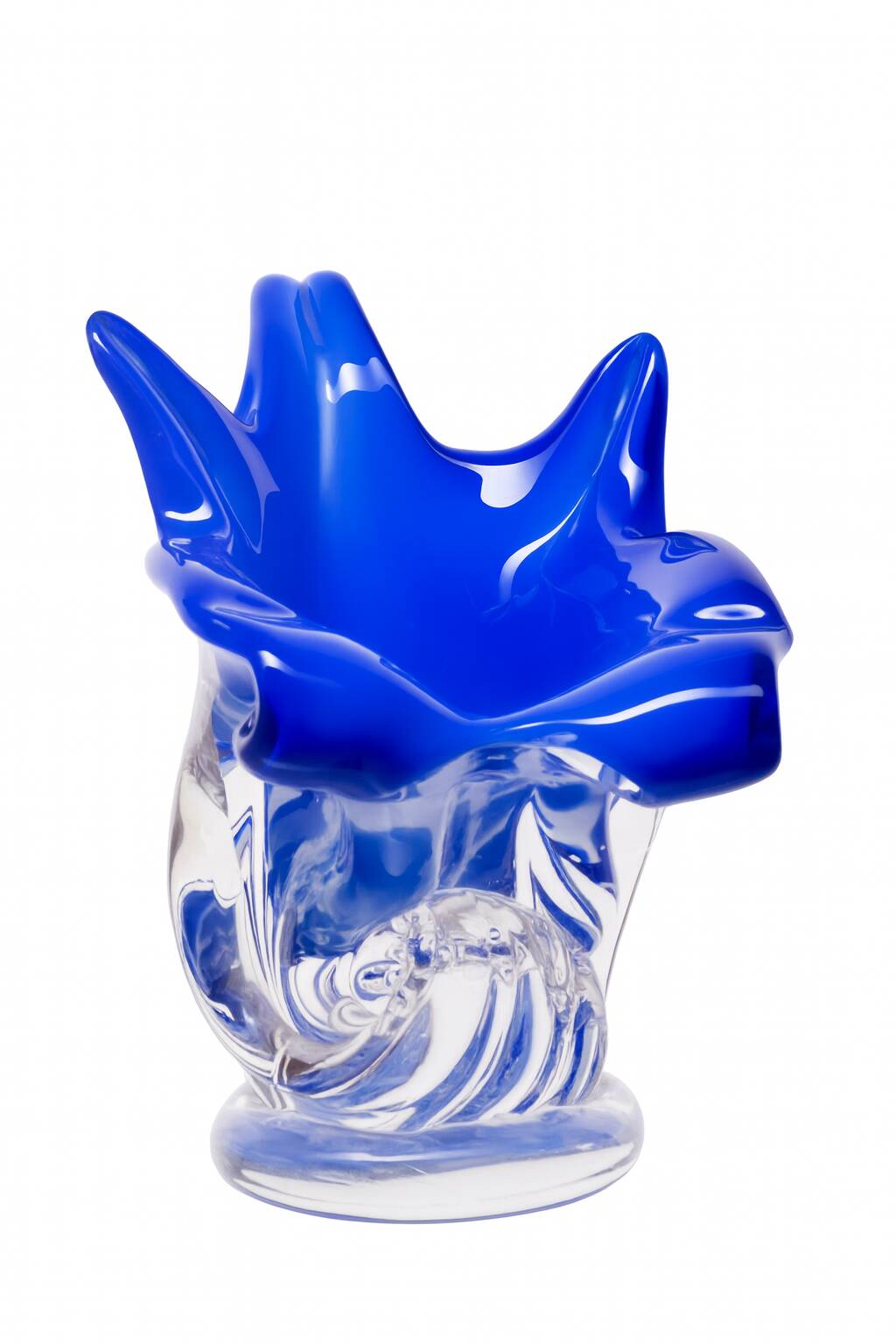 Blue Hand-Shaped Glass Vase, 1970s