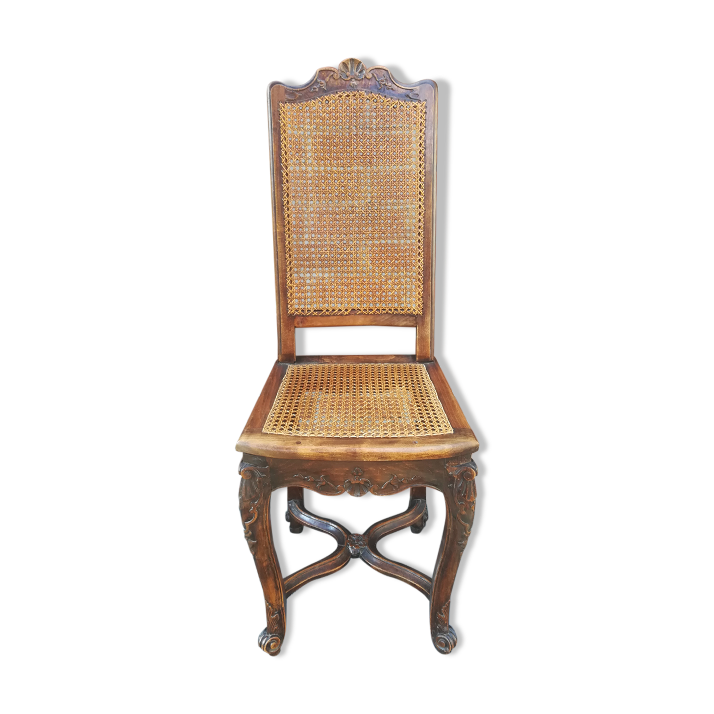 Louis XV style cane chair in beech