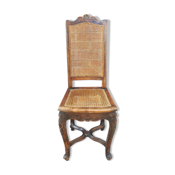 Chaise cannée style Louis XV en hêtre