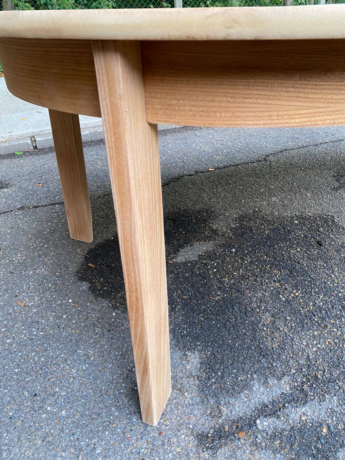 Scandinavian round extendable dining table stripped in raw oak 1980