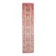Tapis couloir kilim vintage, Tons pastel rose, bleu et beige, 94x409