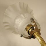 Brass and glass swan neck wall light