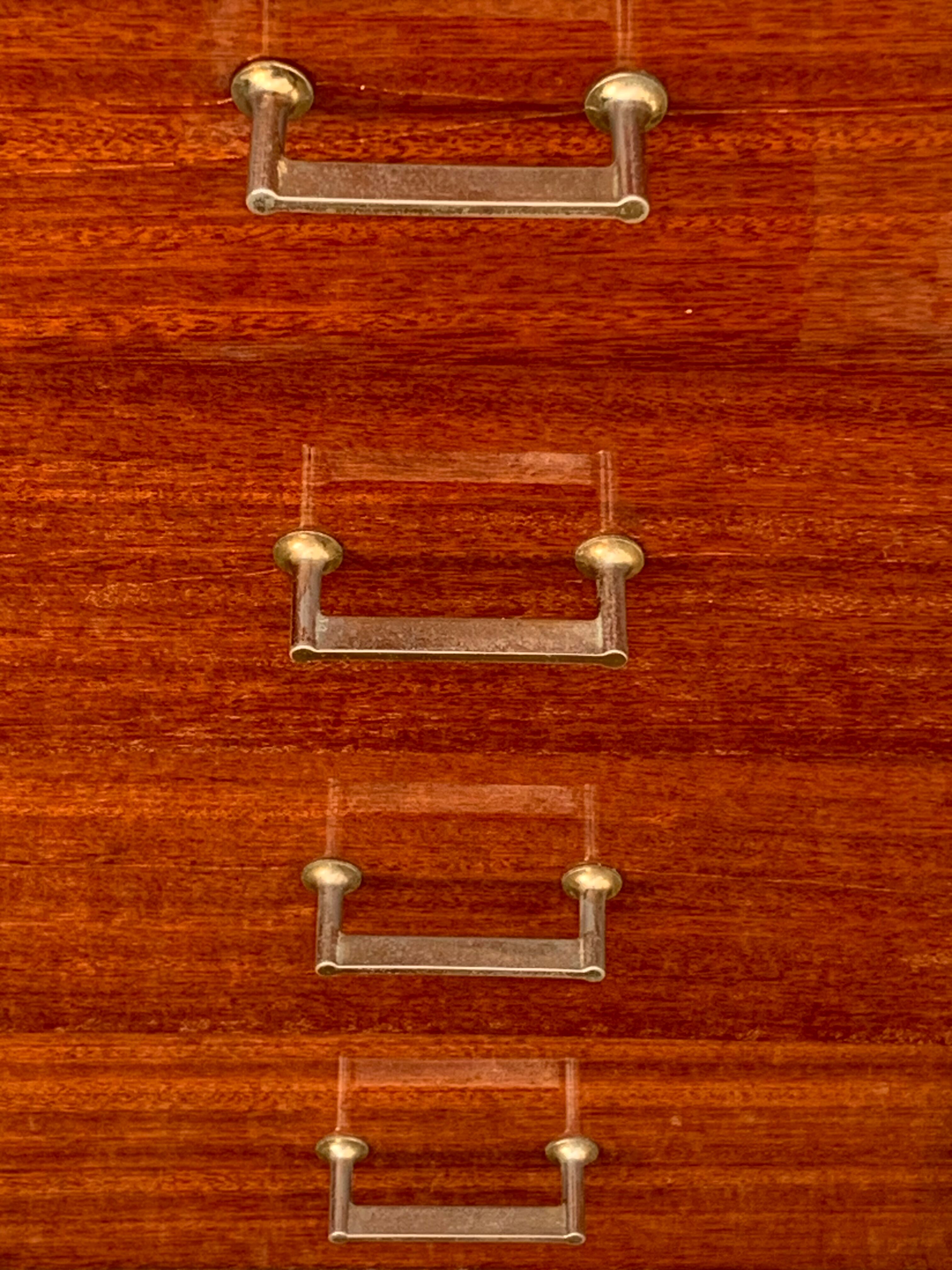 Vintage varnished teak chest of drawers 1970