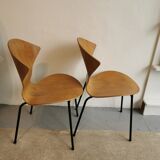 2 wooden chairs - metal circa 1950 Genevieve Dangles
