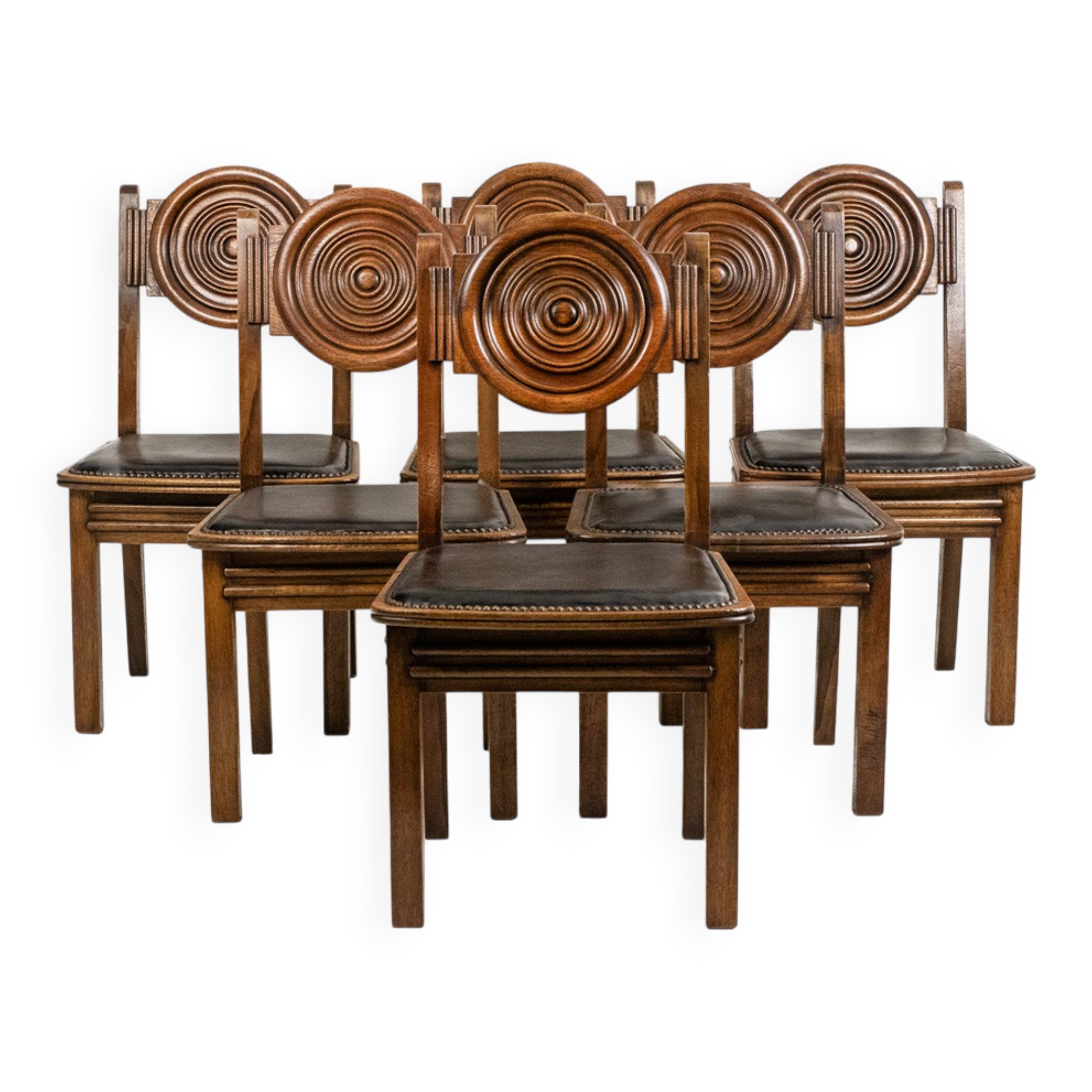 Étienne Kohlmann. Set of 6 Modernist style chairs. 1960s.