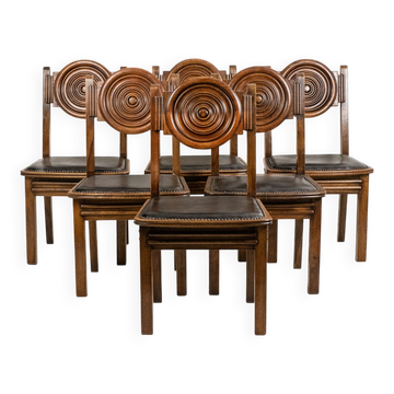 Étienne Kohlmann. Set of 6 Modernist style chairs. 1960s.