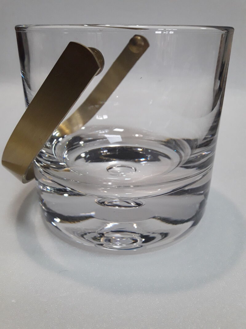 Ice bucket, ice cubes and its vintage pliers