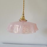 Draped pendant lamp in pink Clichy glass
