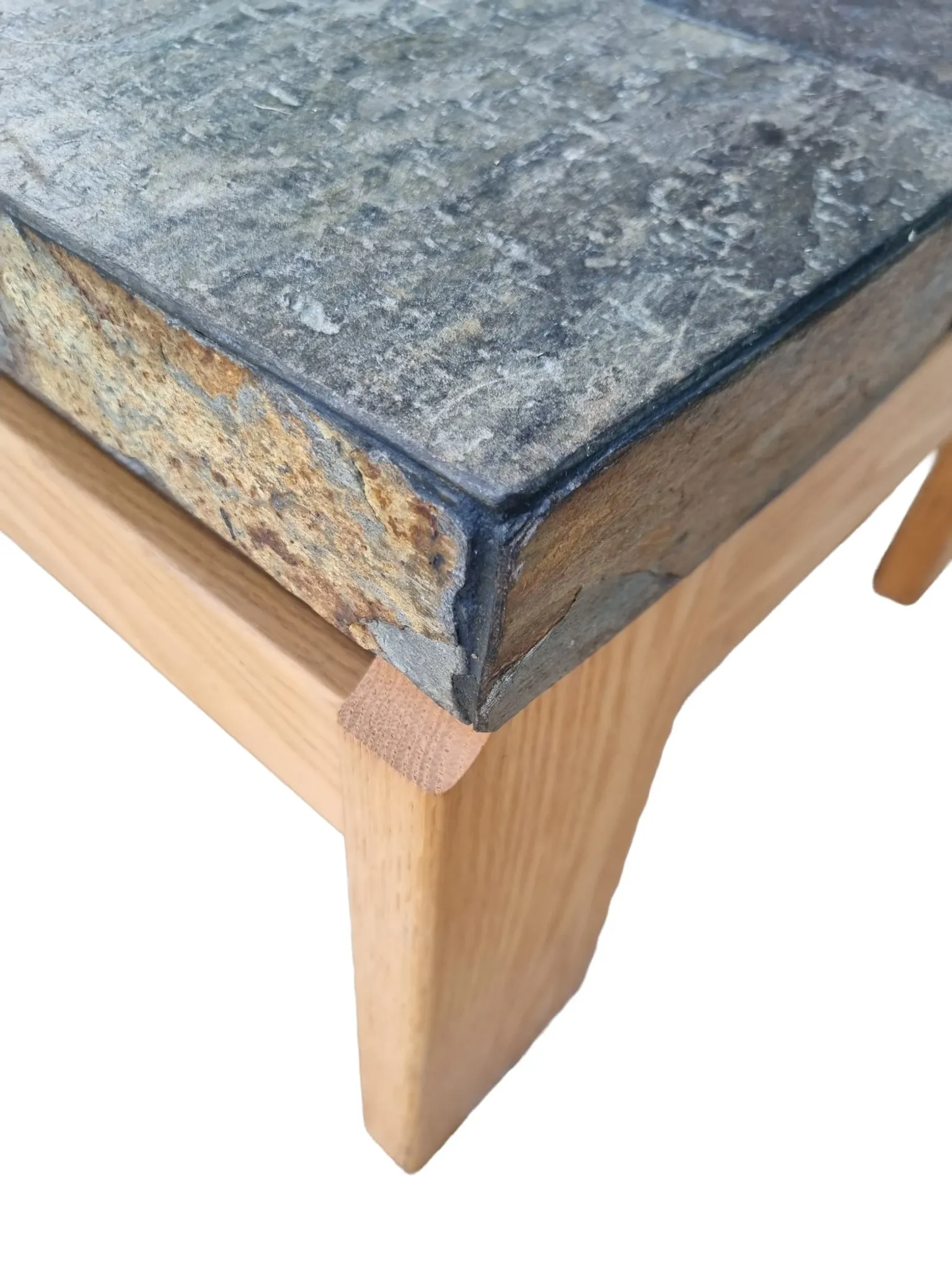 Van Bennekom slate & oak coffee table, Netherlands, 1970s – Kingma style