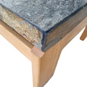 Van Bennekom slate & oak coffee table, Netherlands, 1970s – Kingma style