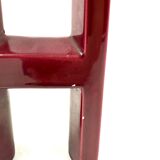 Space age red H letter shaped ceramic solifleur vase, Marcel Radureau 1970