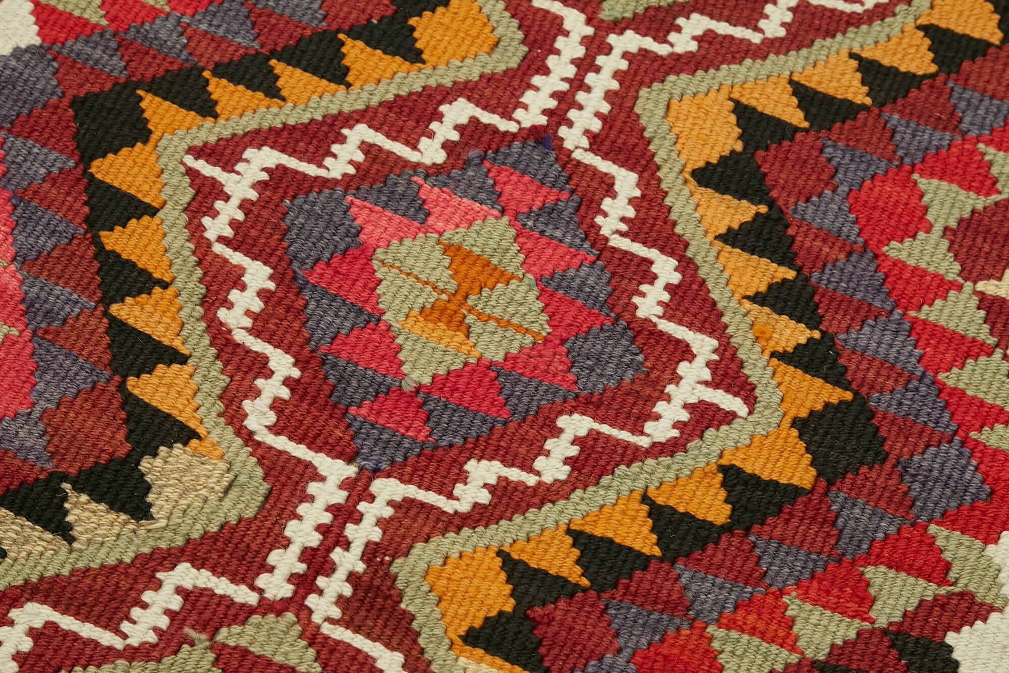 Turkish Handwoven Vintage Herki Kilim 88 cm x 336 cm
