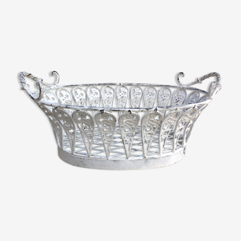 White painted metal basket