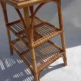 Rattan side table, years 50/60