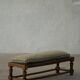 Danish oak footrest with hand-embroidered cushion and rattan seat, baroque, 1940s.