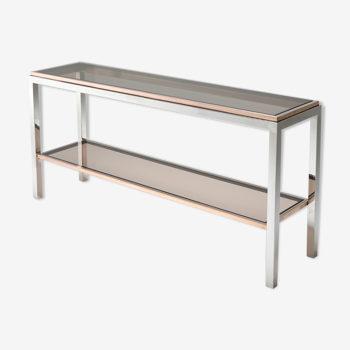 Chrome and brass two-tier console table