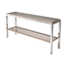 Table console à deux niveaux en chrome et laiton