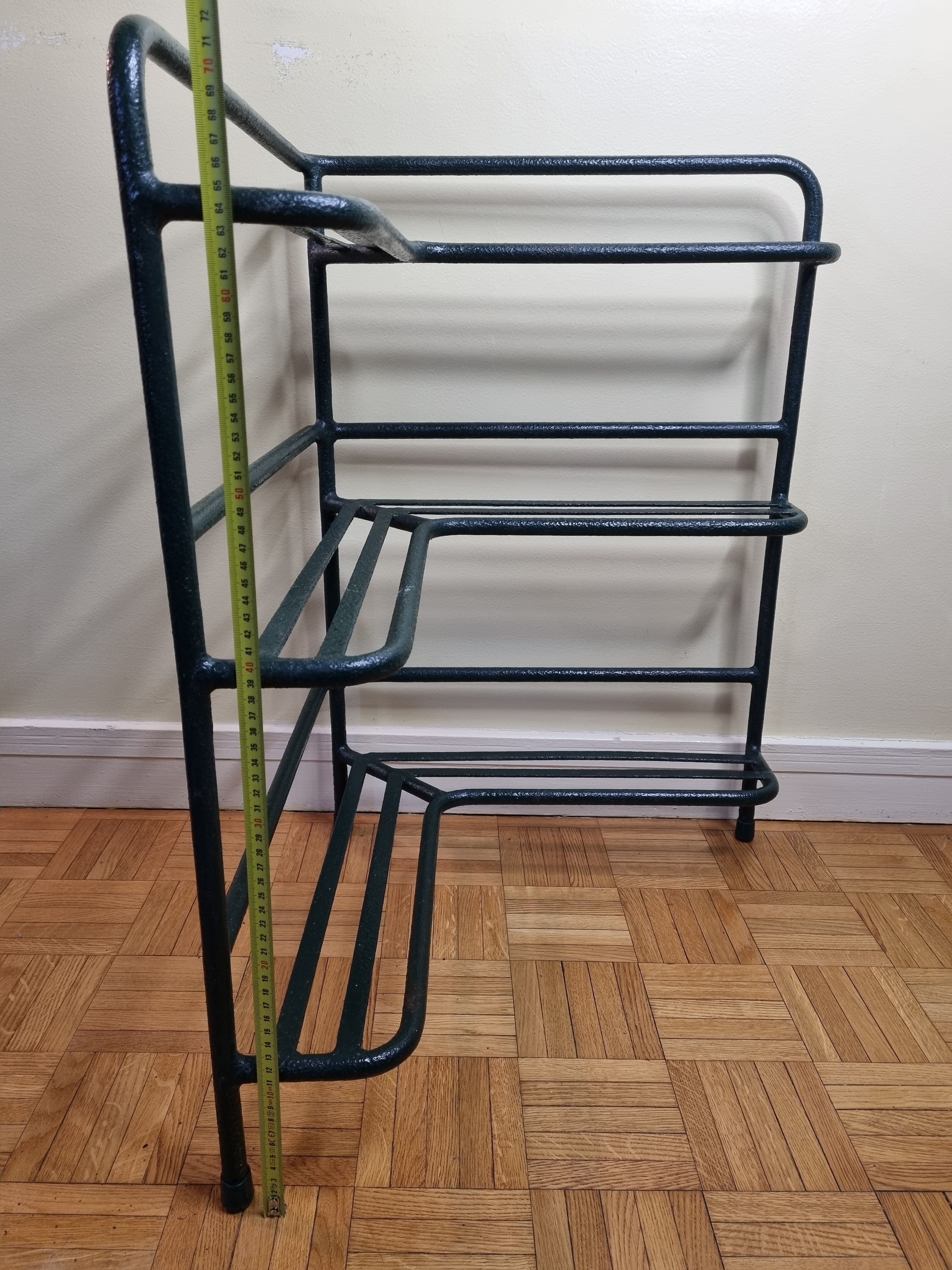 Welded tubular metal corner planter, three-storey, 70 cm