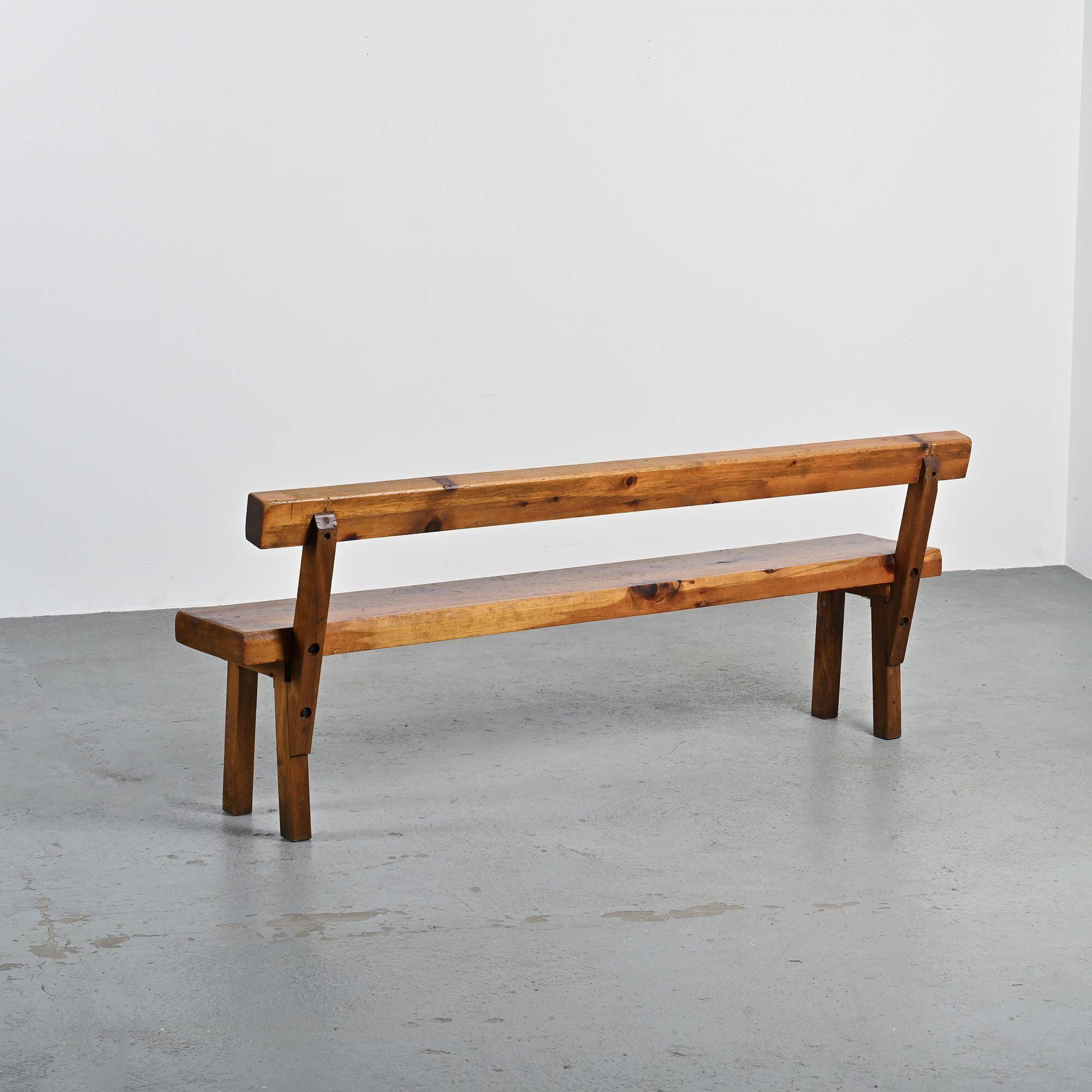 Banc en pin massif par Christian Durupt, circa 1960