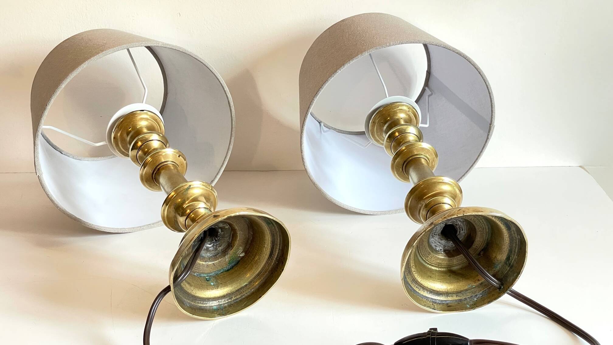 Lamp chic old solid brass candle holder