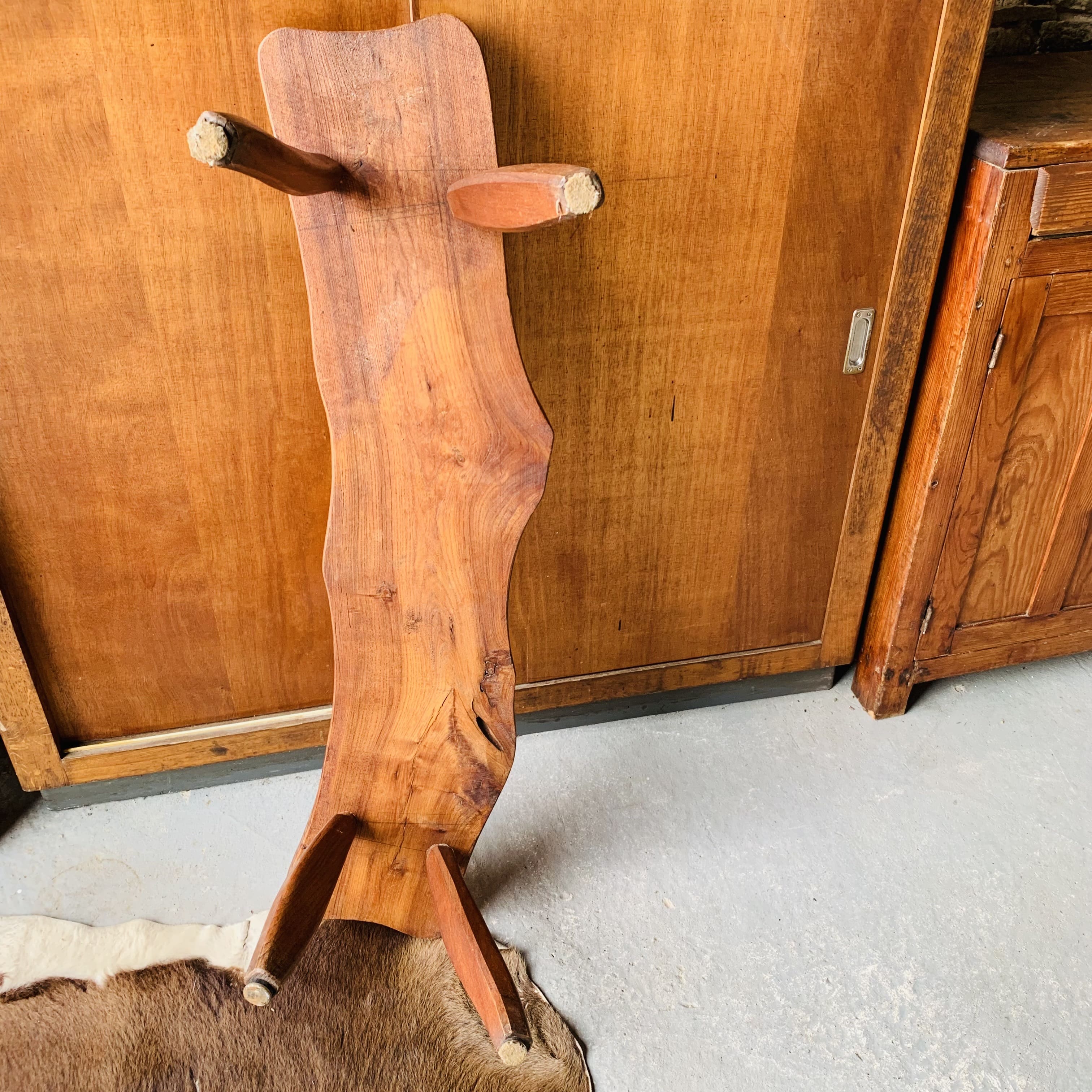 Brutalist wooden bench