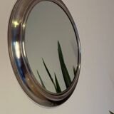 Miroir rond en métal , Italie années 1970