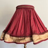 Late 19th century Art Nouveau wooden and gilded stucco floor lamp with fabric lampshade