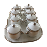 Service de 8 pots à crème et son plateau