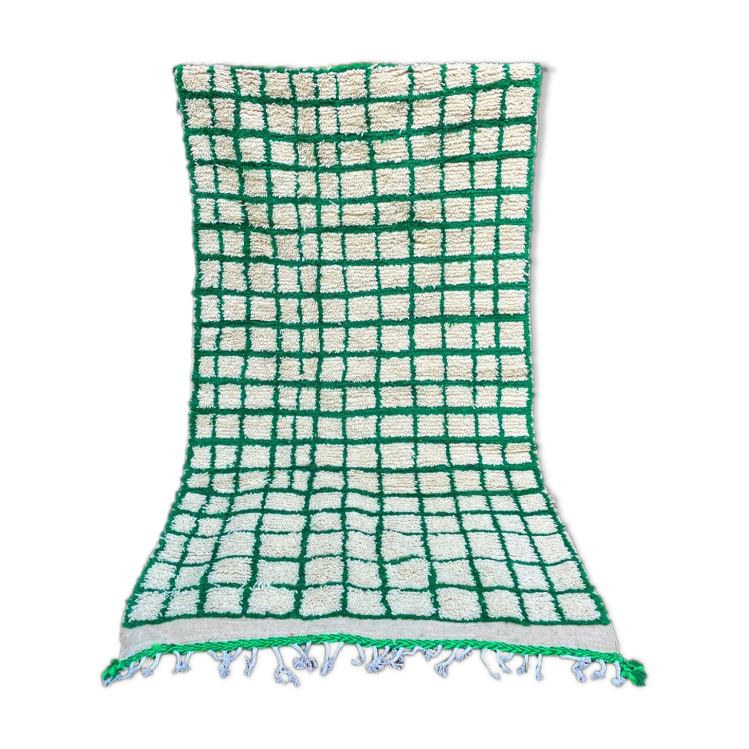 Berber carpet azilal checkerboard, inverted tiles green and cream