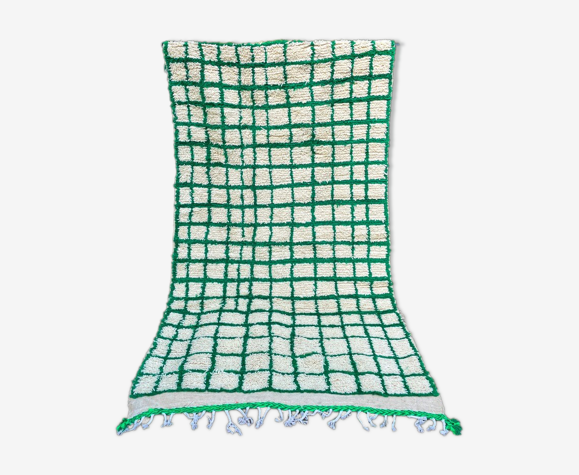 Tapis berbère azilal à damiers, carreaux inversés vert et crème