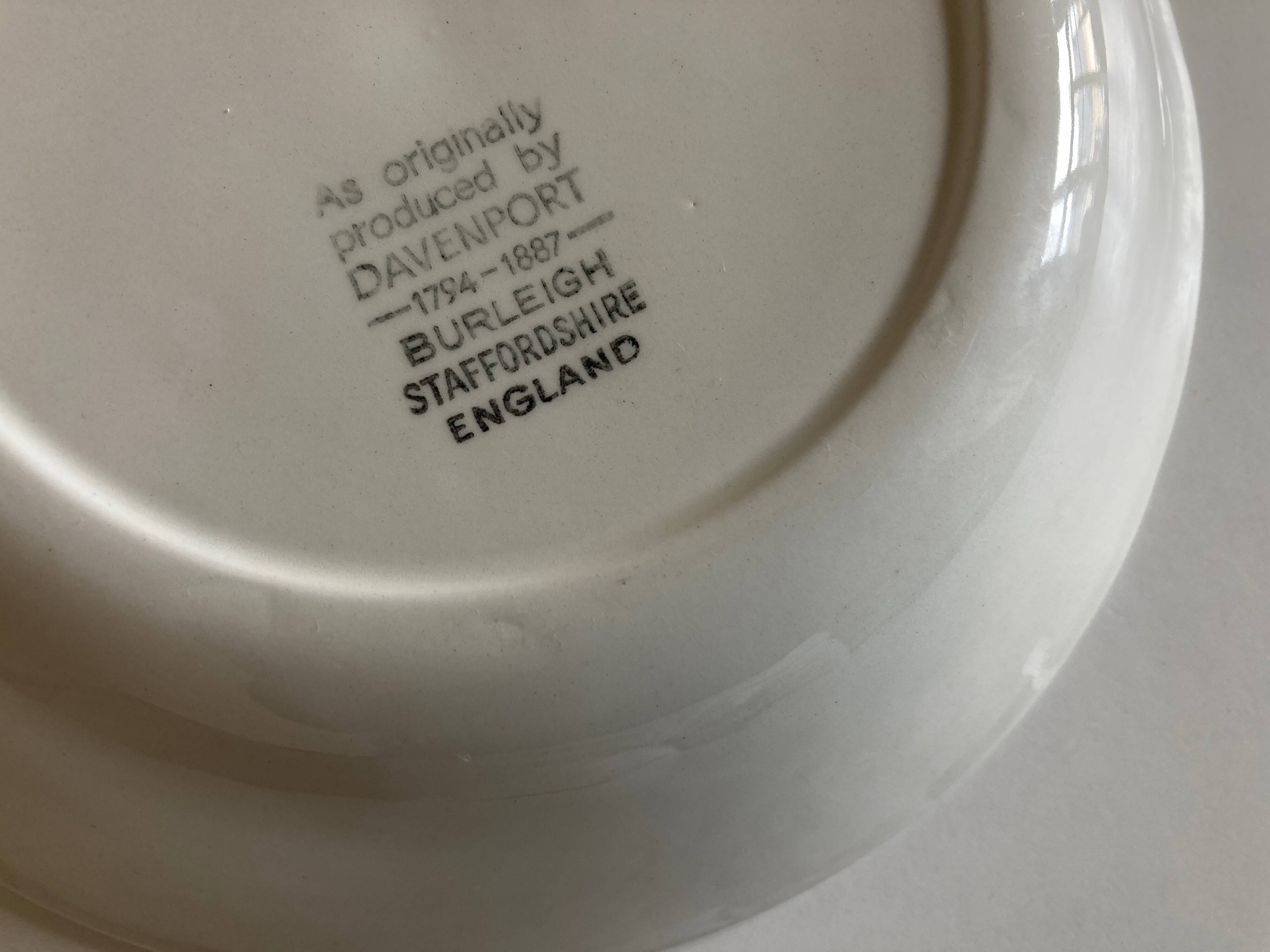 Set of 6 Burleigh Davenport English earthenware cap plates with vine leaf and strawberry relief