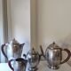 Tea and coffee service in silver-plated metal and wood from the 1930s Art Deco - Wine