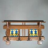 Art Nouveau wall coat rack with tiles