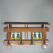 Art Nouveau wall coat rack with tiles