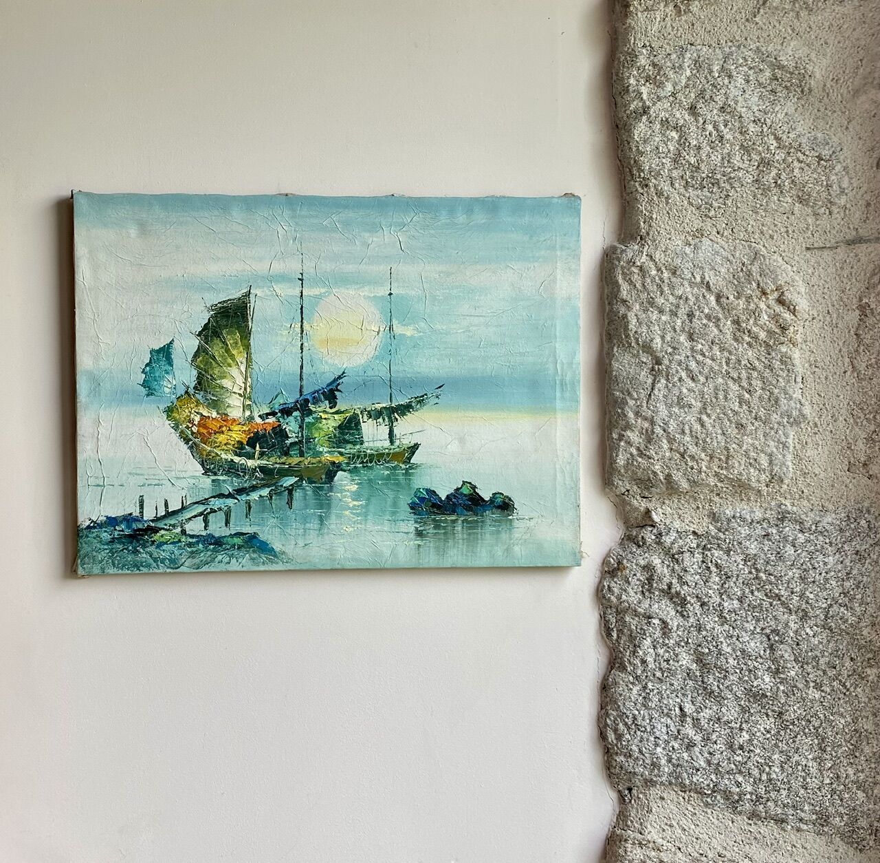 Marine, zampan boats at sunset, XX century