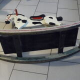 Old rocking horse in painted wood