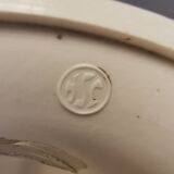 Old hanging lamp in milky white opal glass and brass top/suspension. Danish design 1930s