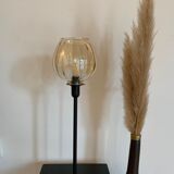 Table lamp with a round ridged lampshade vintage