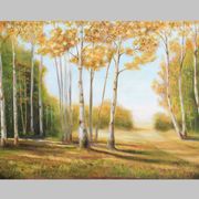 Cuadro con paisaje de álamos pintado al oleo sobre lienzo. Oil painting