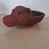 Hippopotamus zoomorphic wicker basket