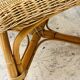 Vintage curved stool in rattan and bamboo