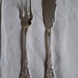 6 couverts à poisson Art Nouveau Chardons en métal argenté Boulenger