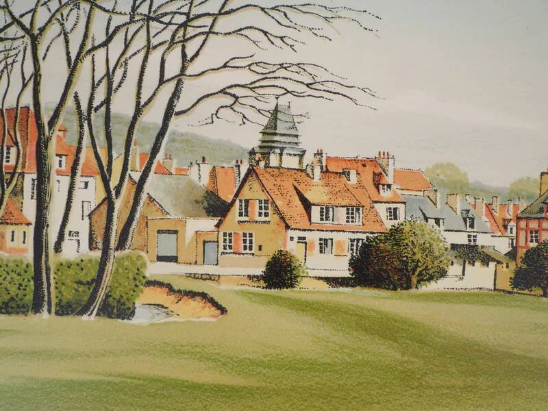 Pierre Bazire: Landscape in Normandy, original signed lithograph