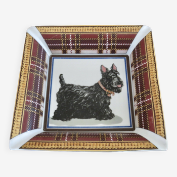 Cendrier scottish terrier en porcelaine, motif écossais 1970