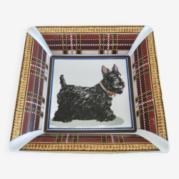 Scottish terrier porcelain ashtray, Scottish pattern 1970