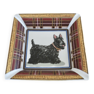 Scottish terrier porcelain ashtray, Scottish pattern 1970