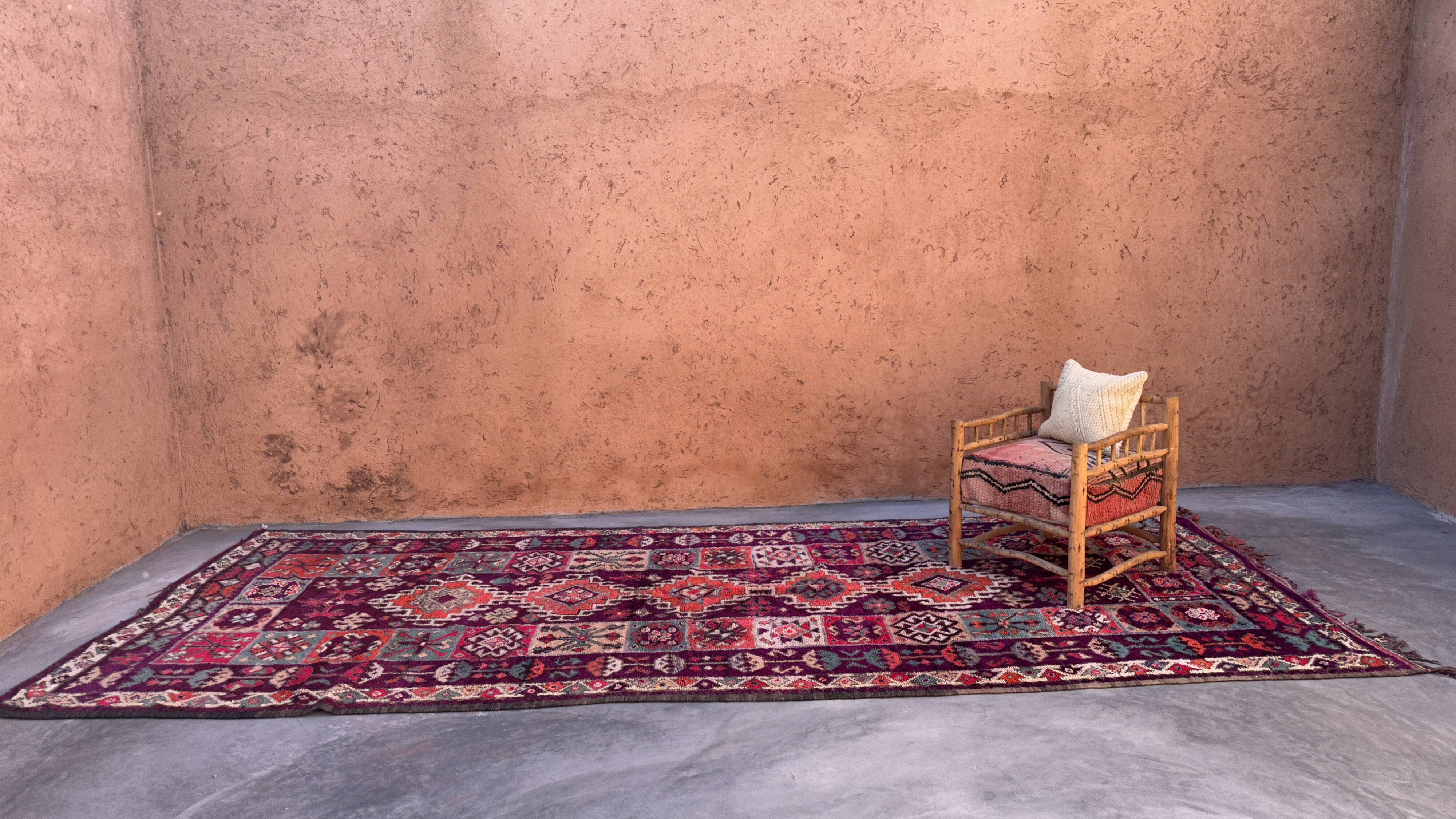 Tapis Marocain  Boujad violet - 208 x 500 cm